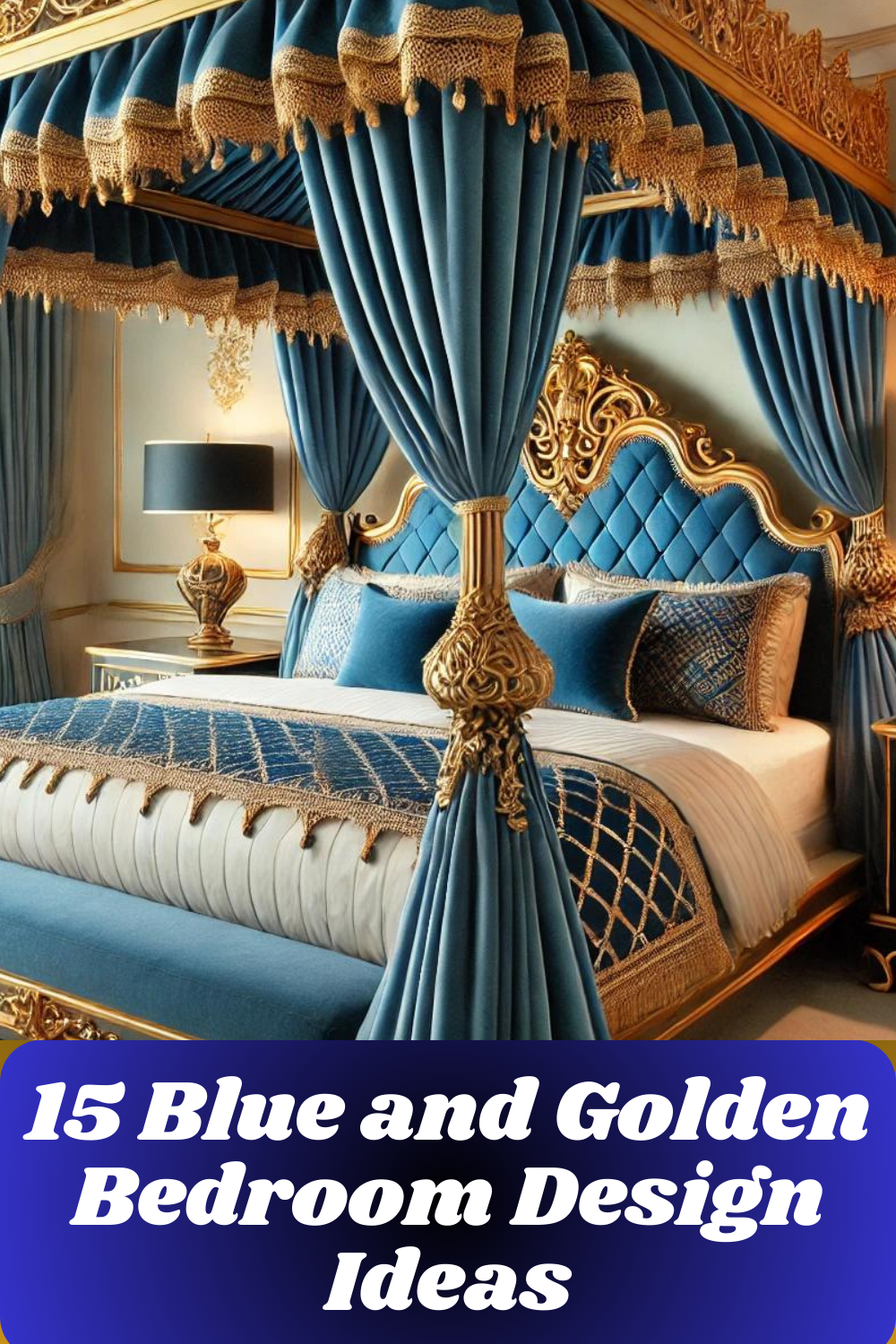 15 Blue and Golden Bedroom Design Ideas