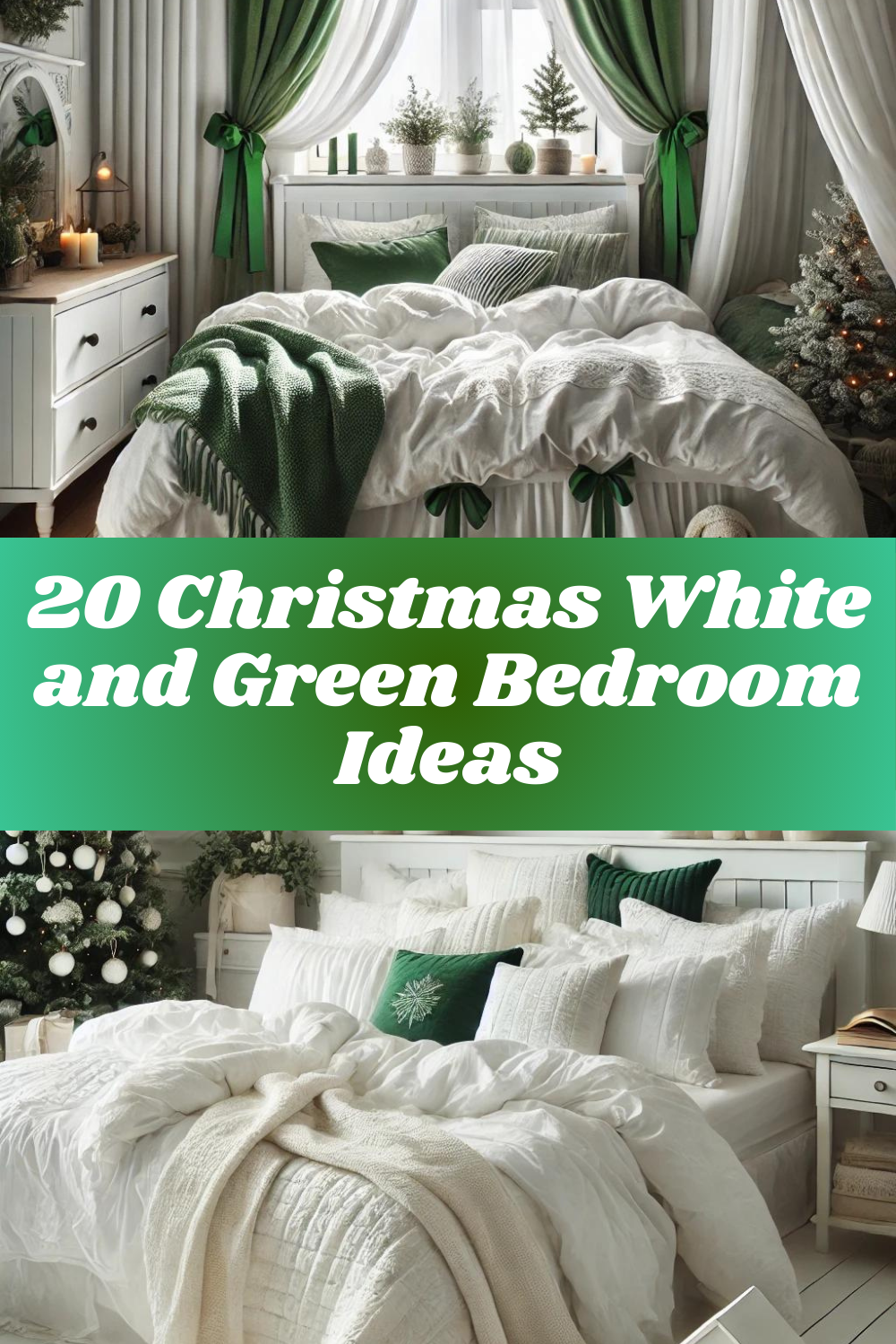 20 Christmas White and Green Bedroom Ideas