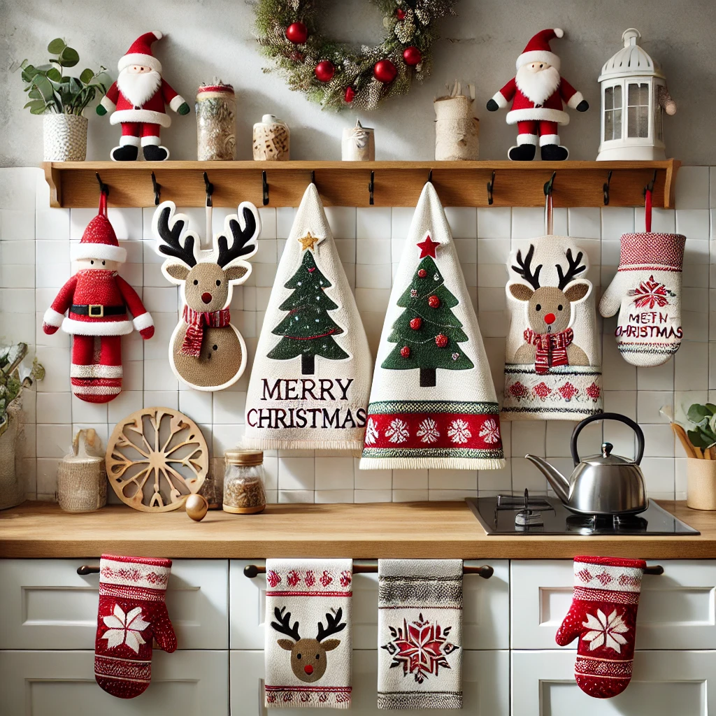 Add Christmas-Themed Kitchen Towels and Mitts