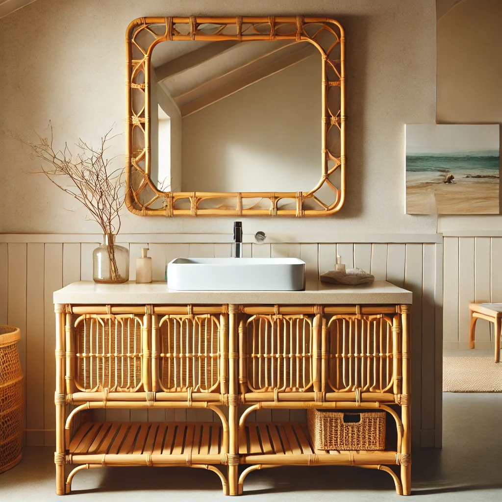 Bamboo or Rattan Vanity