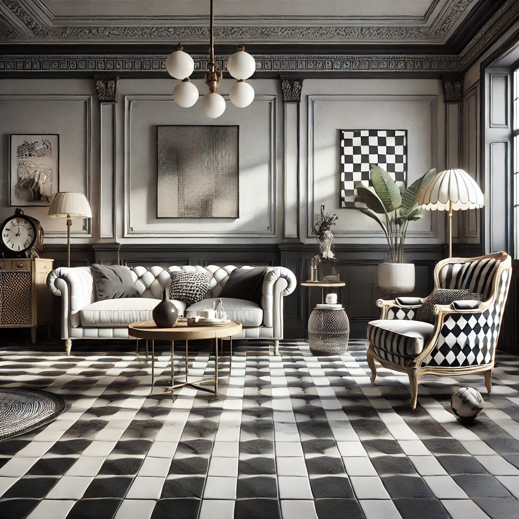 Black-and-White Checkered Tiles for a Vintage Look