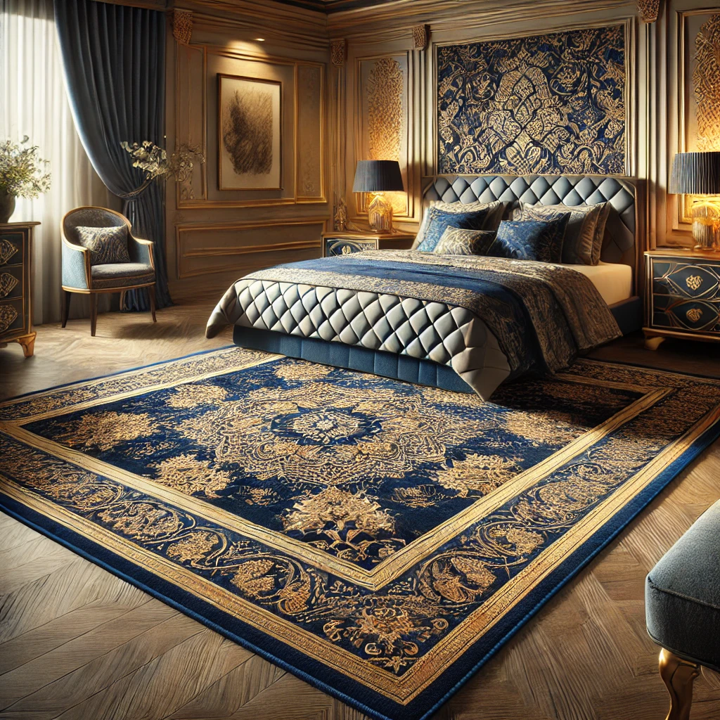 Blue and Gold Rug as the Room’s Foundation