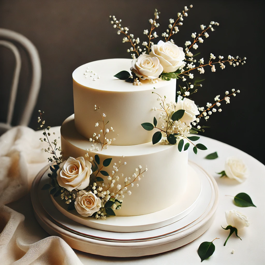 Buttercream Frosting with Minimal Floral Accents.