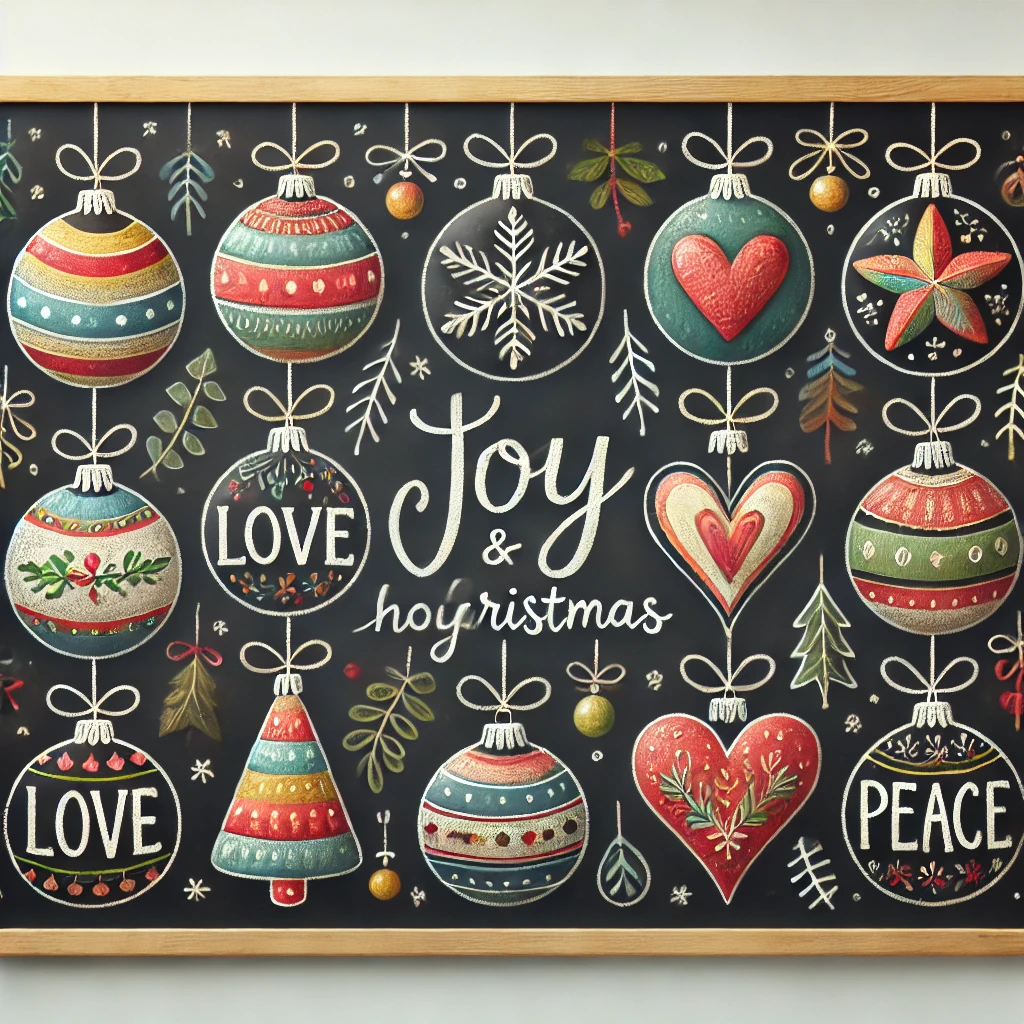 Chalkboard Christmas Ornaments Display