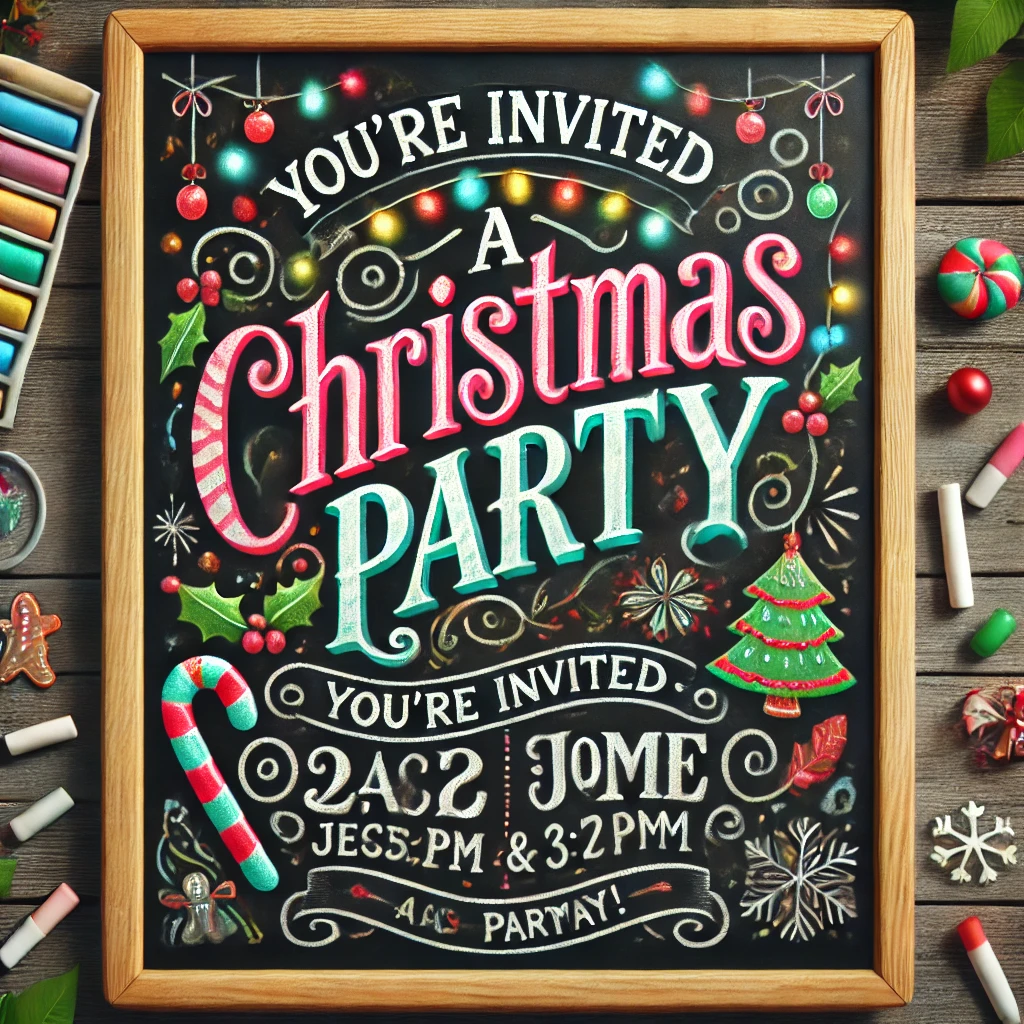 Chalkboard Christmas Party Invitation