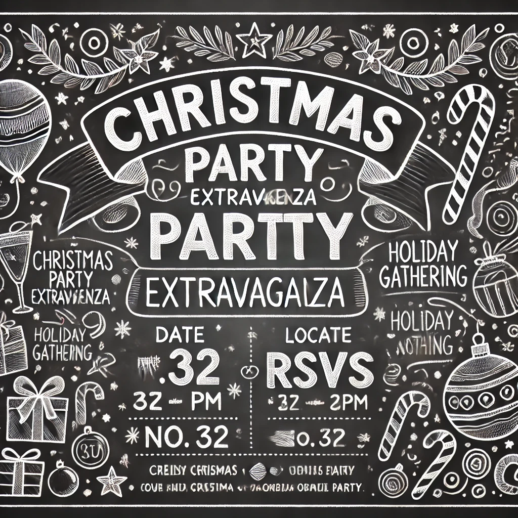 Chalkboard Christmas Party Invite