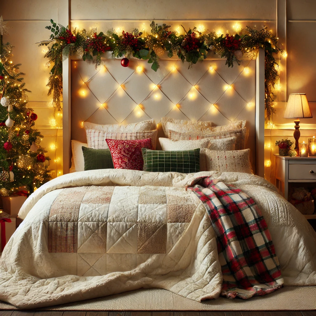 Christmas Bedroom Decorate for Christmas Off-White Quilt Ideas