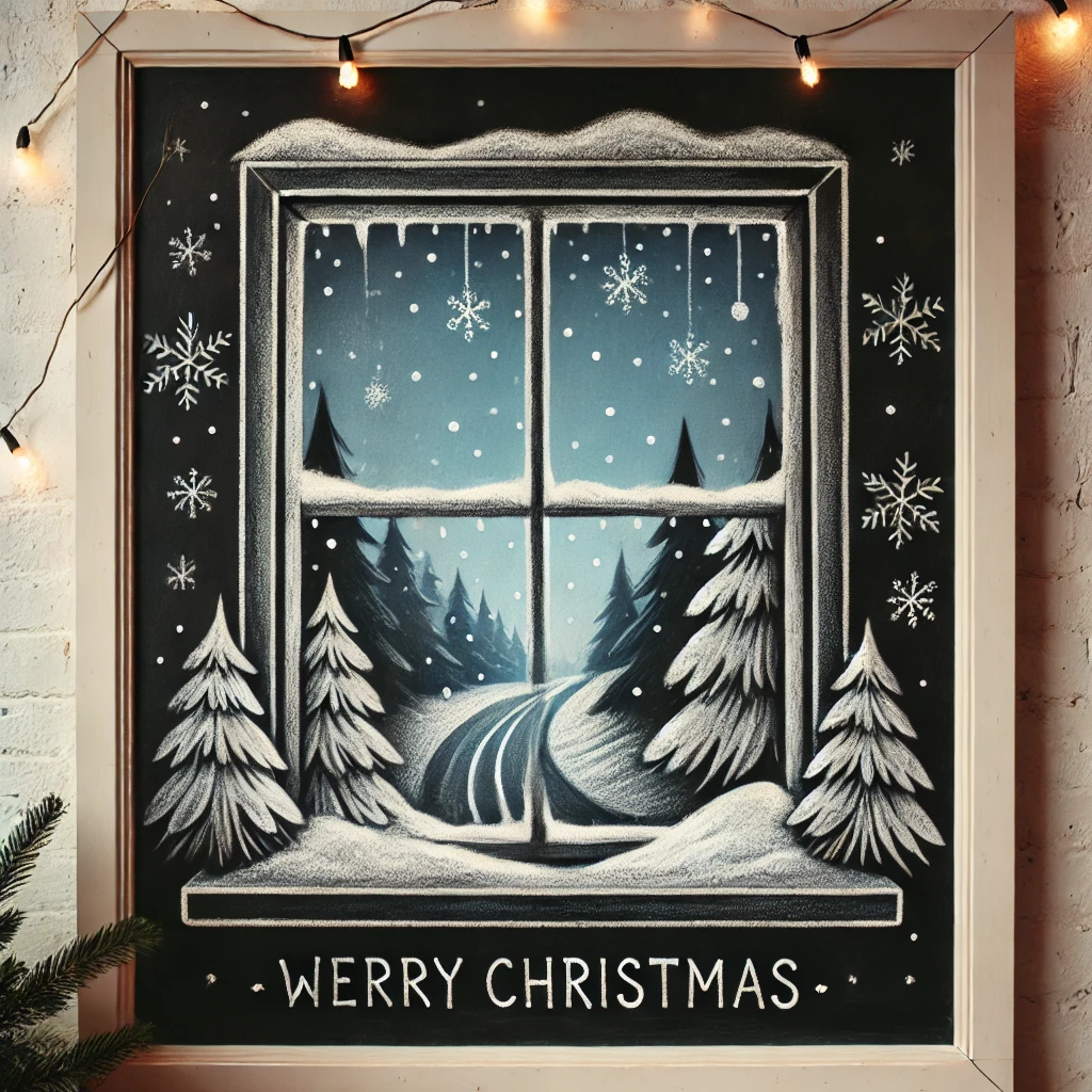 Christmas Chalkboard Window Display