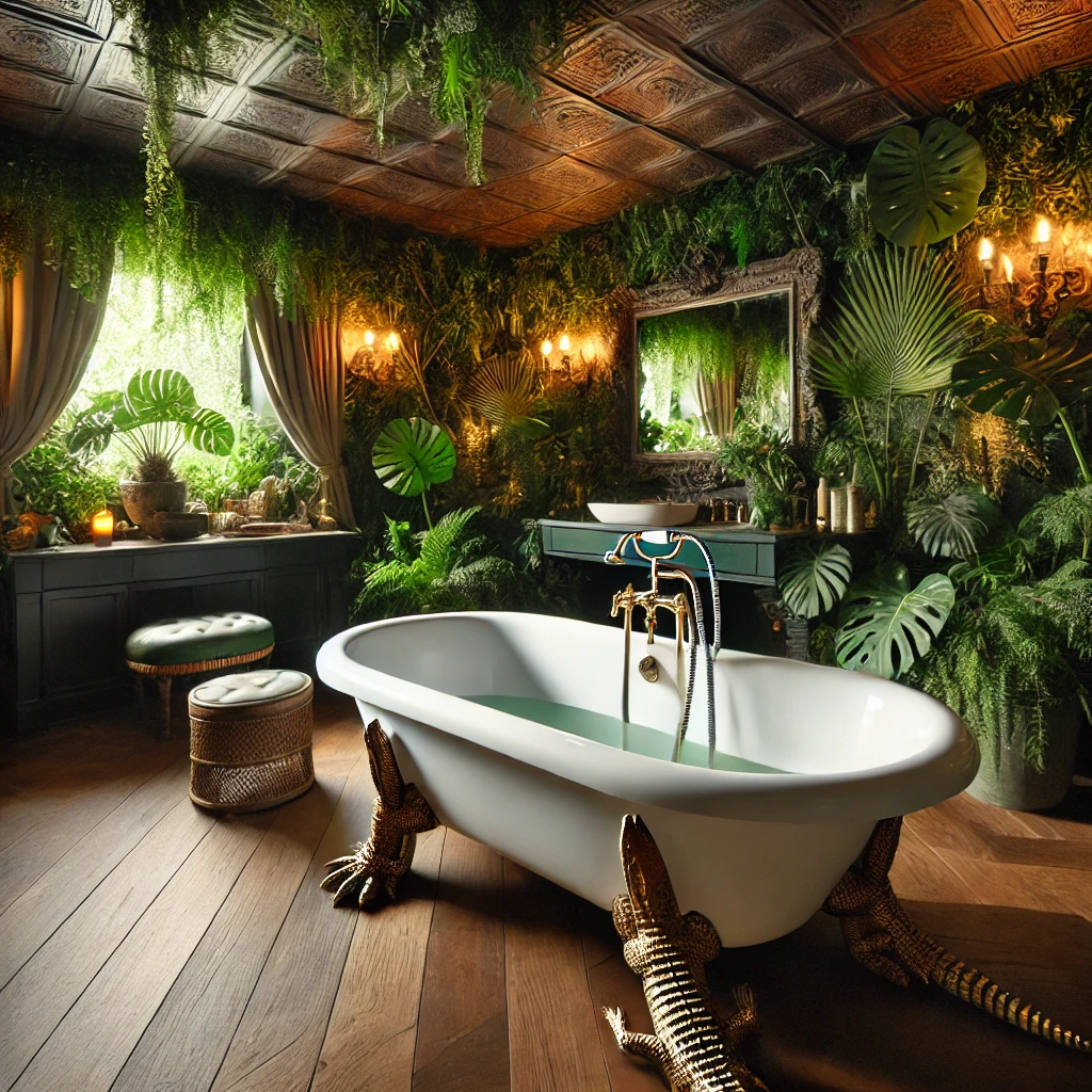 Crocodile Claw Foot Tub Wild and Luxurious.