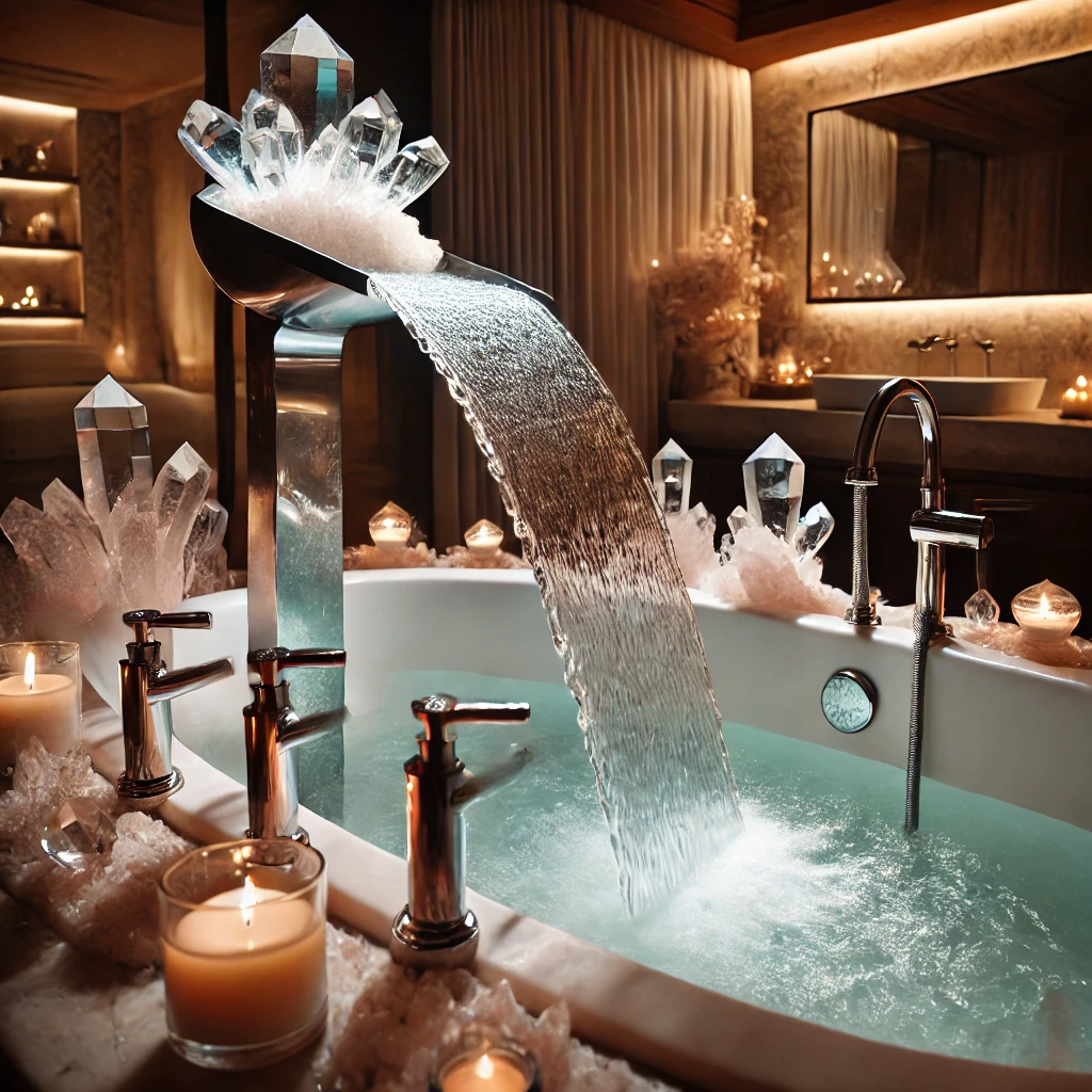 Crystal Bathtub with Custom Waterfall Faucet for Ultimate Relaxation