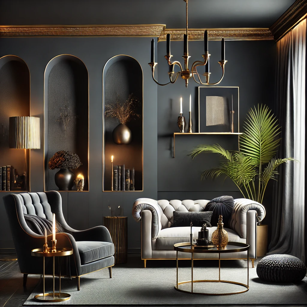 Deep Charcoal Walls for an Elegant Backdrop