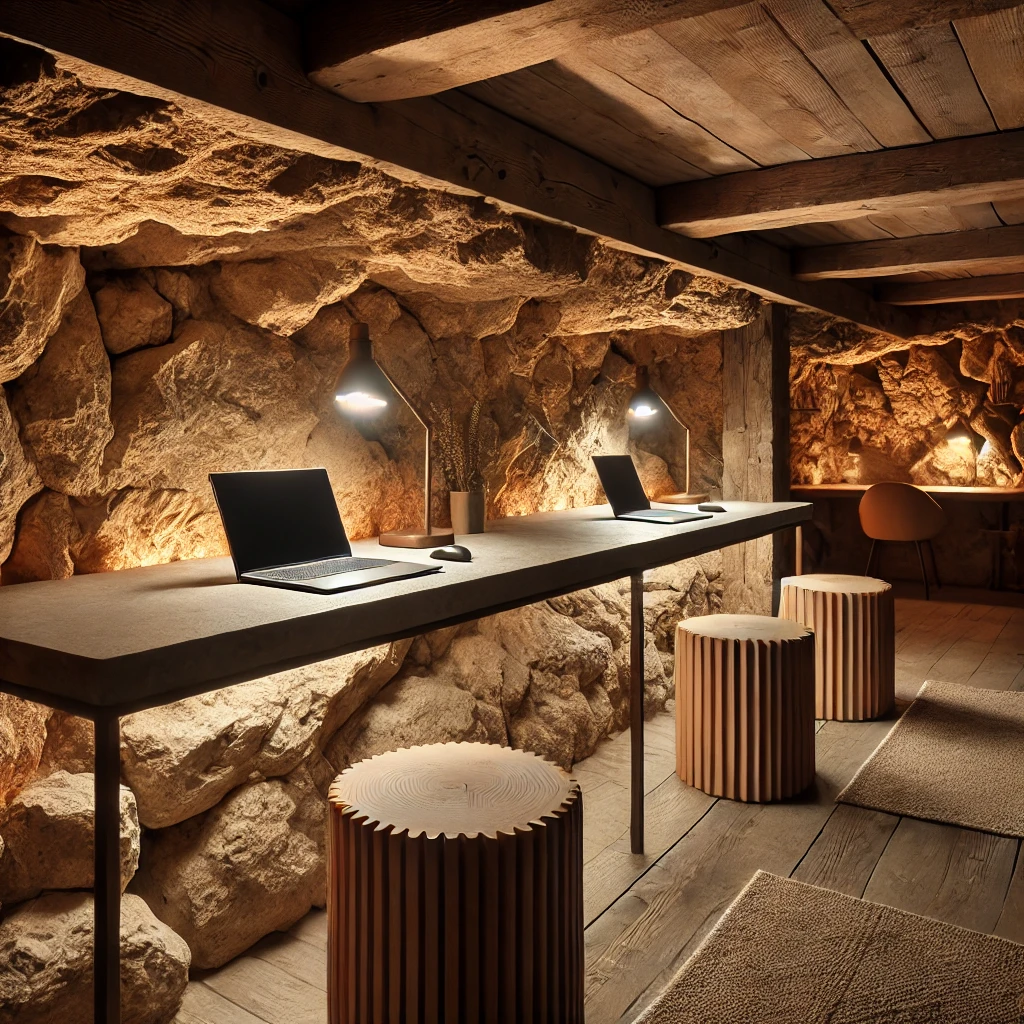 Earthy Cave-Inspired Workspace