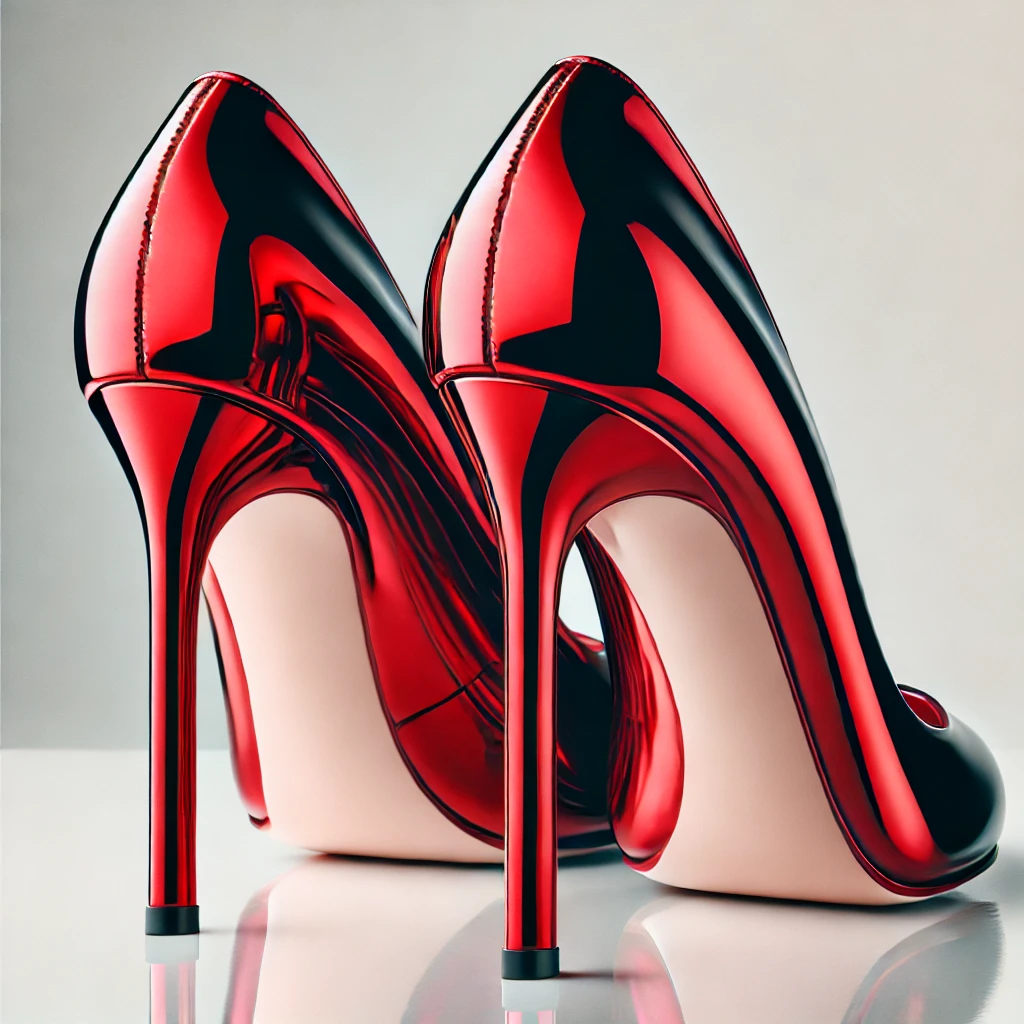 Enamel Finish Heels High-Gloss Shine with a Pop of Color.