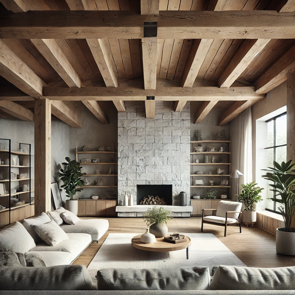 Exposed Wooden Beams for Rustic Charm