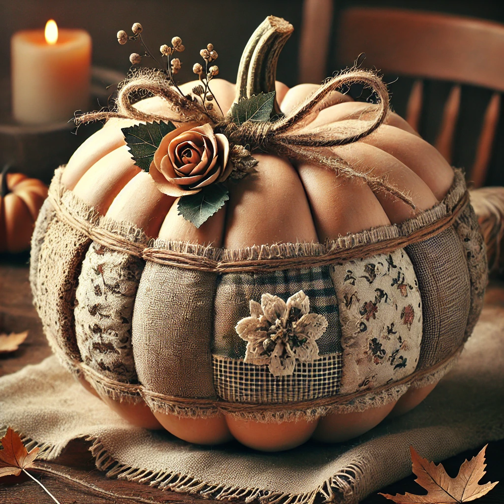 Fabric-Wrapped Pumpkins