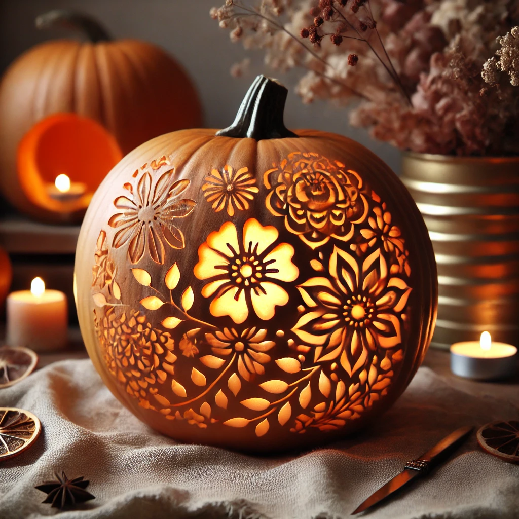 Floral Stencil Pumpkin