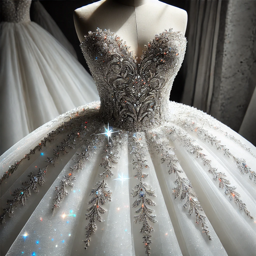 Full Crystal Ball Gown with Intricate Beading.