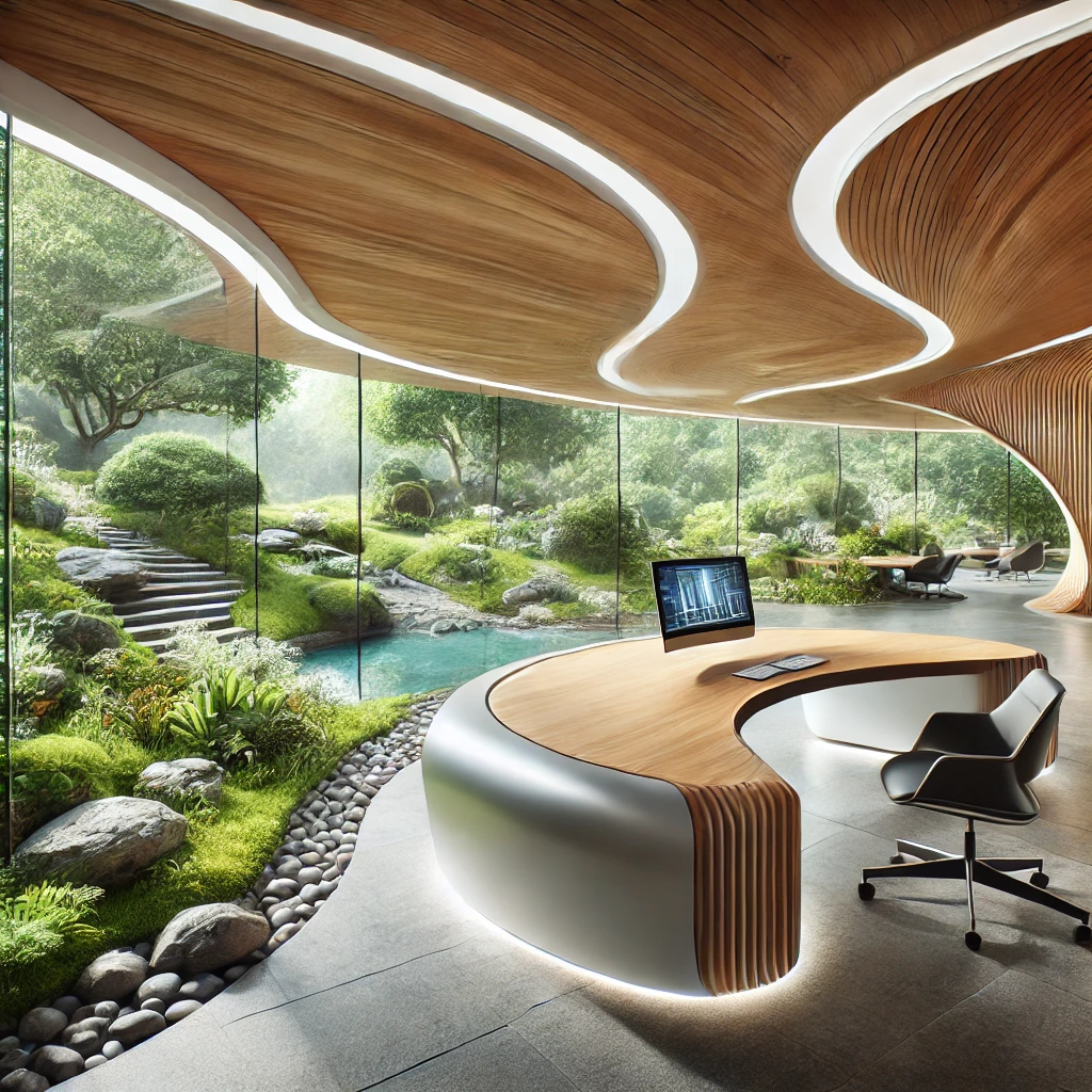 Futuristic Workspace with Nature Integration