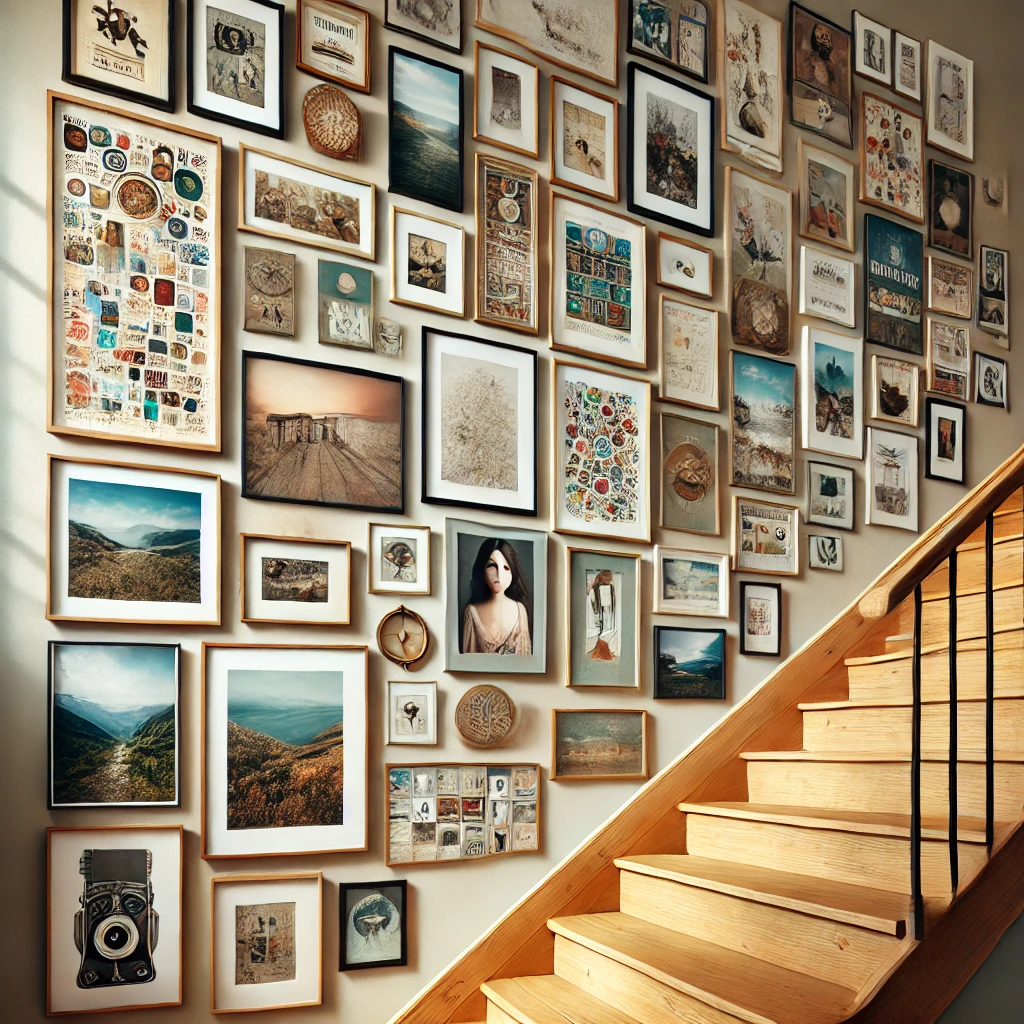 Gallery Wall Along the Stairs