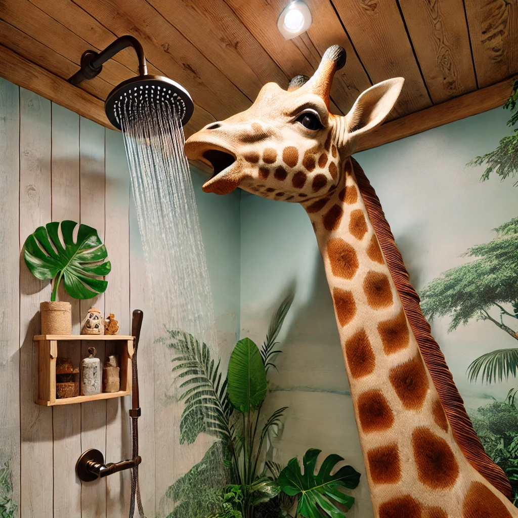 Giraffe Neck Shower Tall, Imposing, and Fun