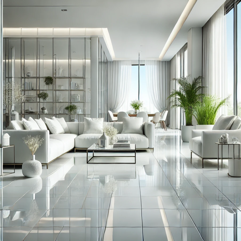 Glossy White Tiles for a Bright, Modern Look