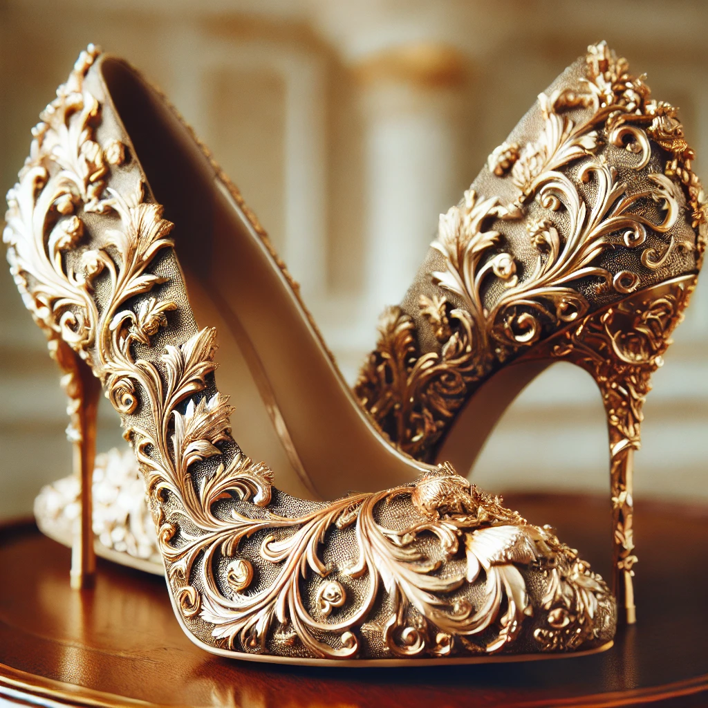 Golden Opulence Heels with Metallic Gold Finish