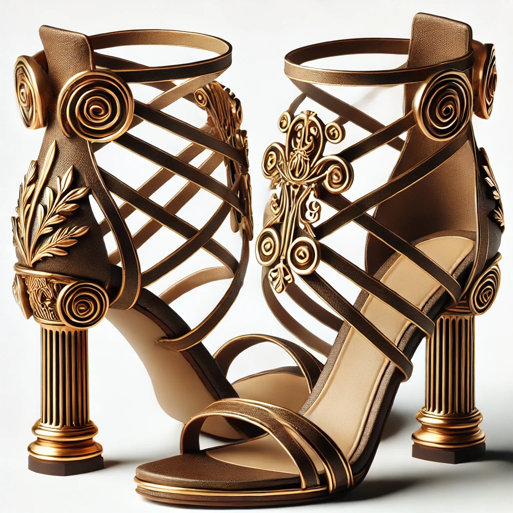 Grecian-Inspired Heels Toga Wrap with Gold Accents.