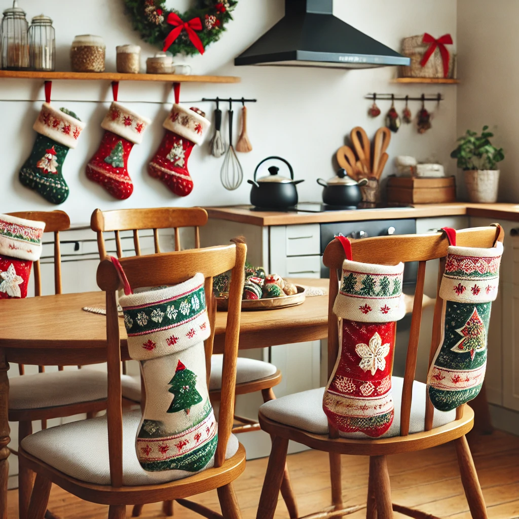 Hang Christmas Stockings on the Backs of Chairs