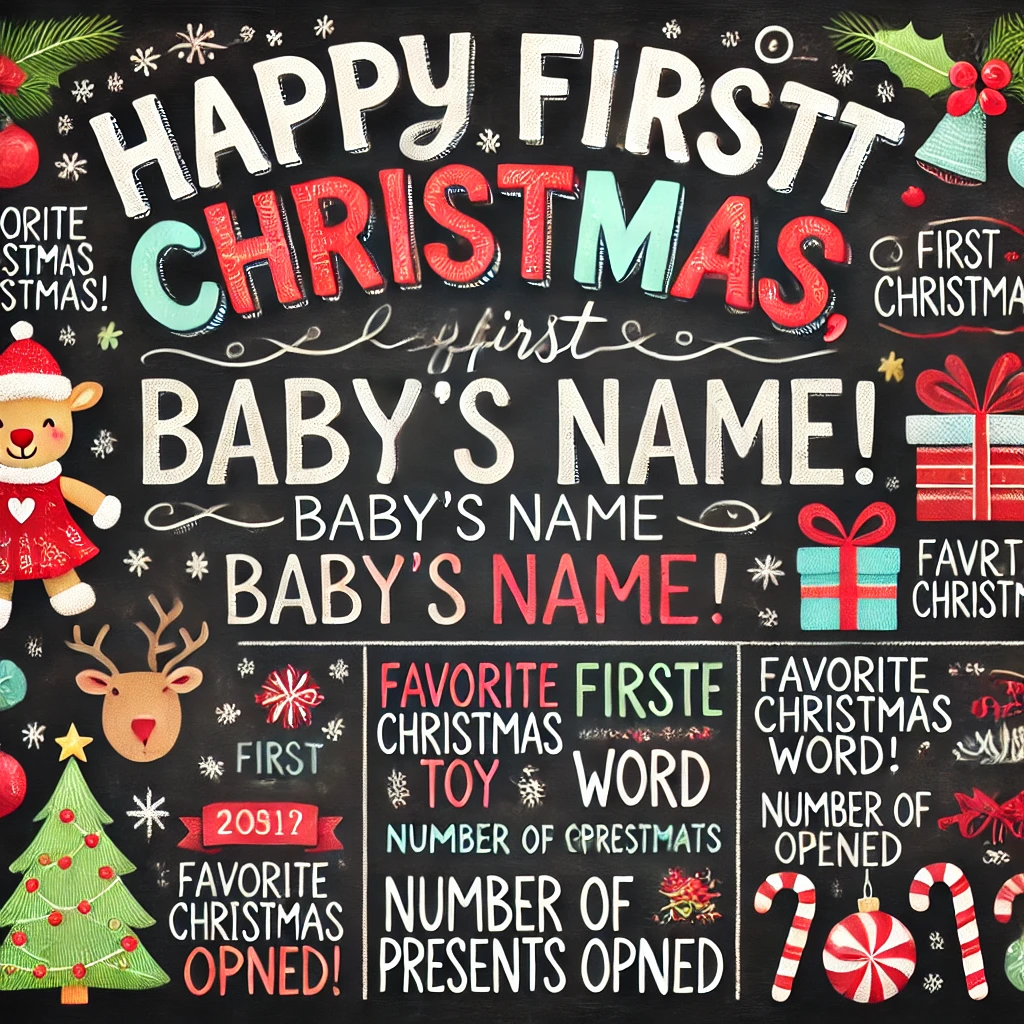 Happy First Christmas Birthday Chalkboard