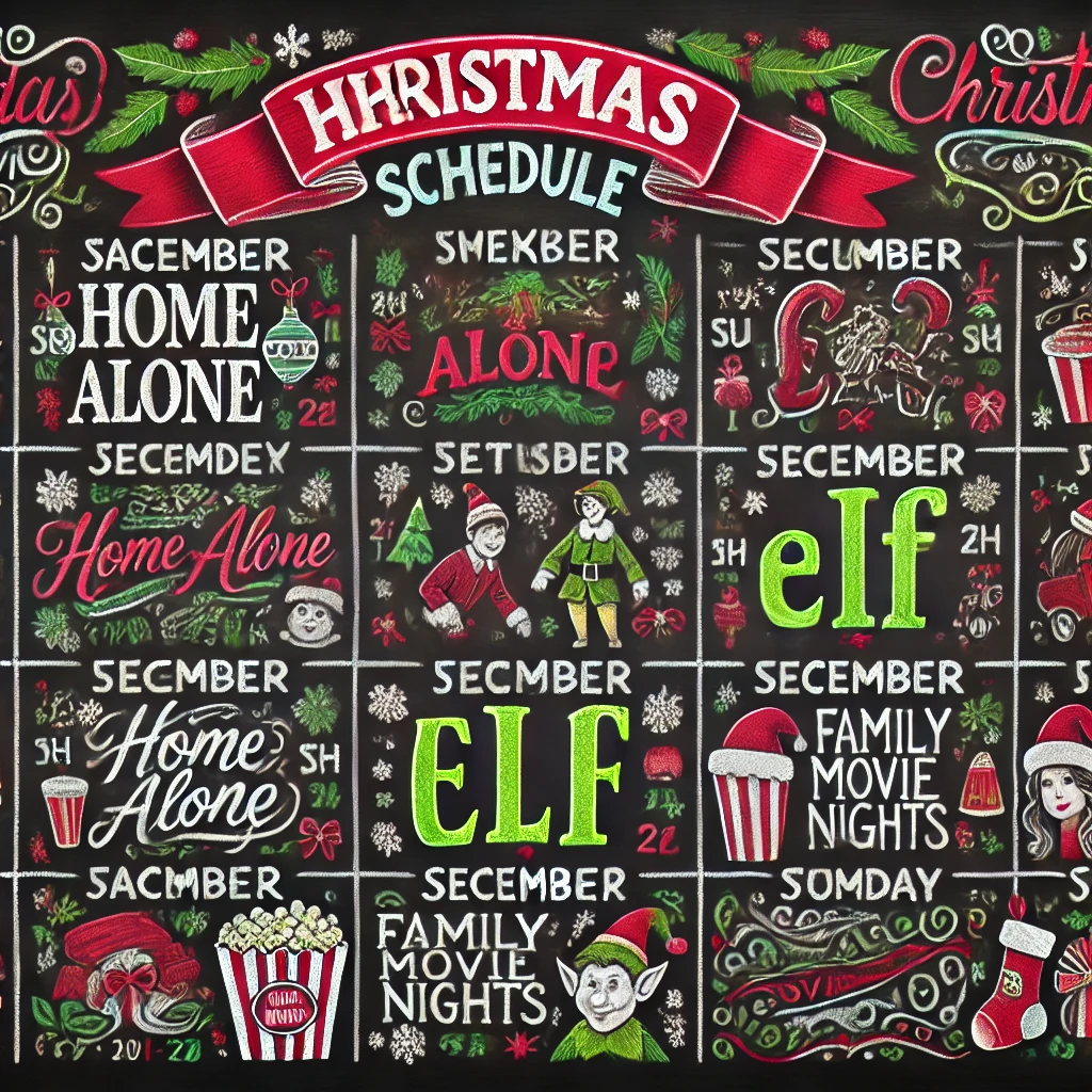 Holiday Movie Chalkboard Schedule