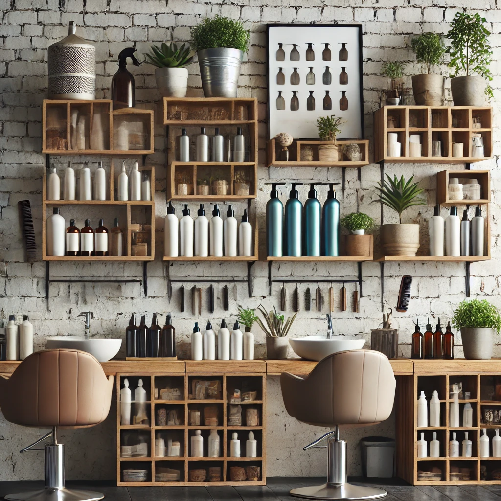 Salon Open Shelving Decor