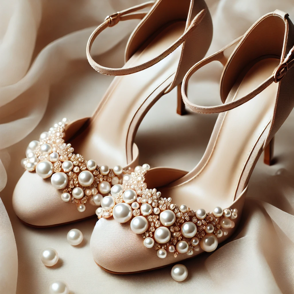 Pearl Embellishments Soft and Classic Heels with Pearl Detailing.