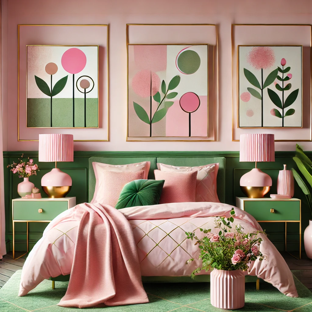 Pink and Green Bedroom Accessories