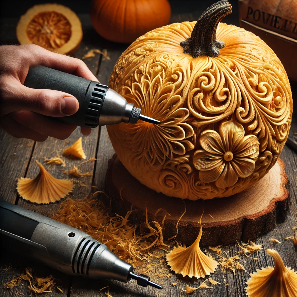 Use Power Tool For Carving pumpkin