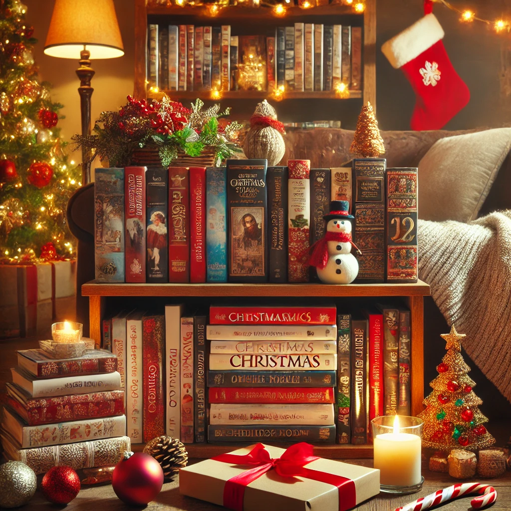 Seasonal Books and Movies Display.