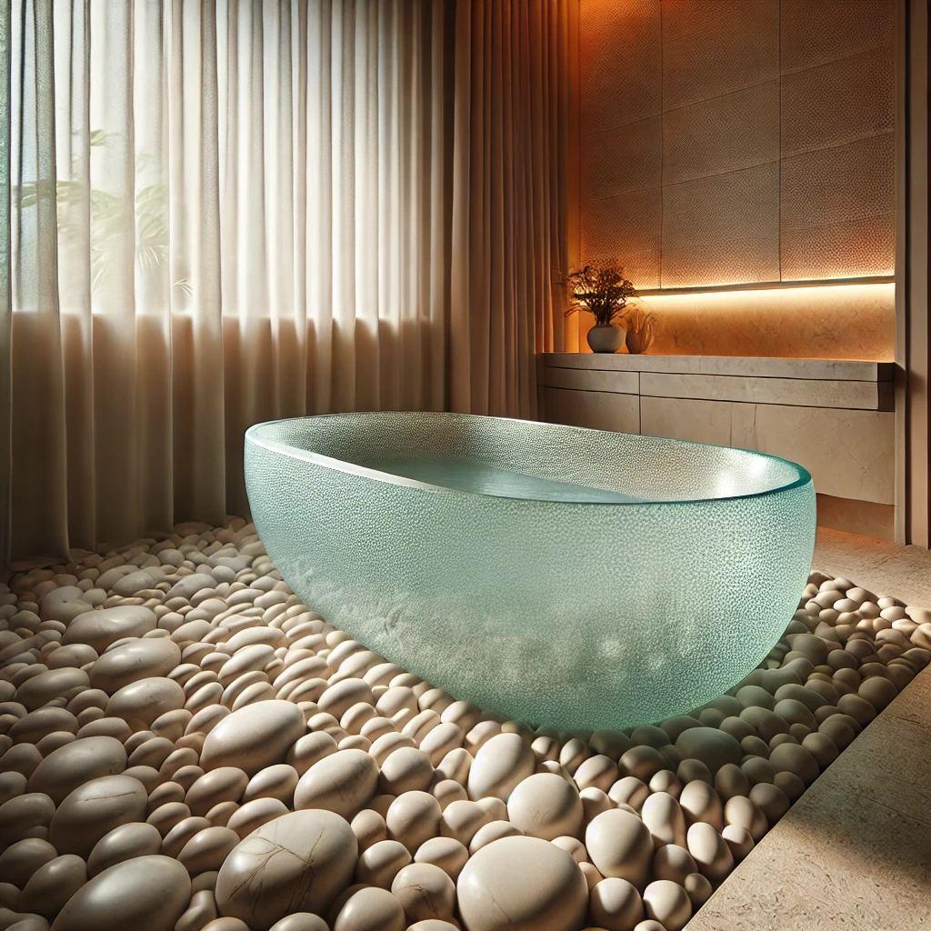 Spa Retreat Vibes with a Pebble-Stone Floor