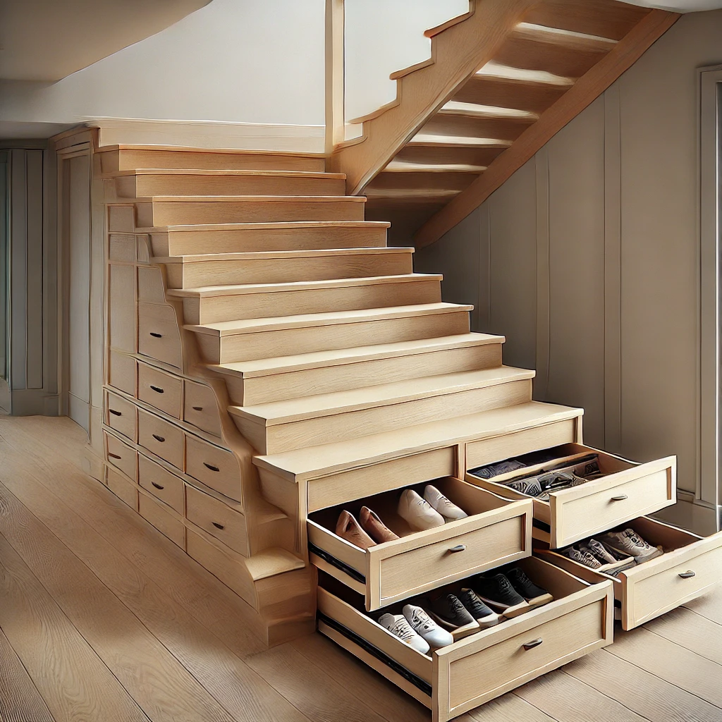 Staircase with Built-In Storage