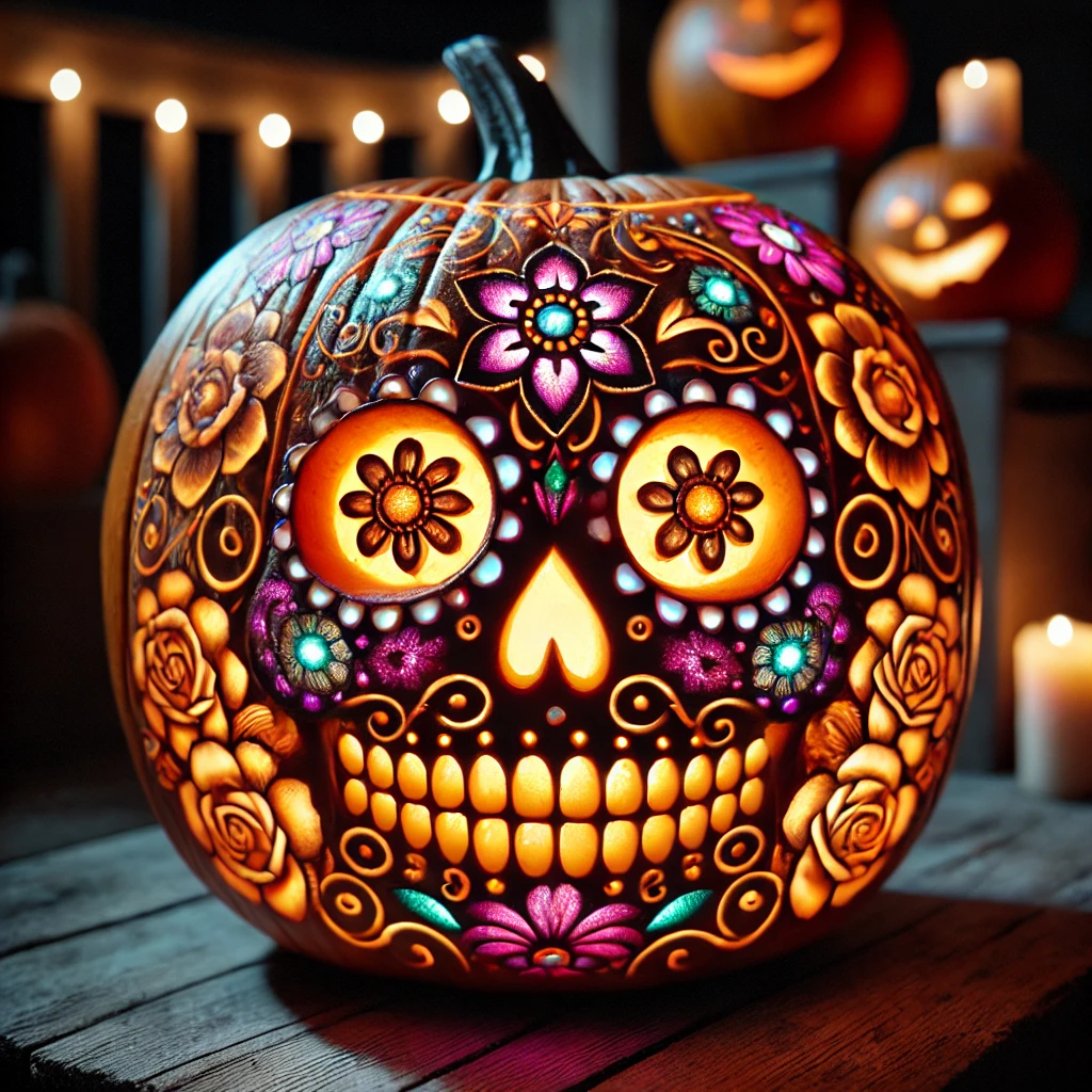 Sugar Skull Pumpkin