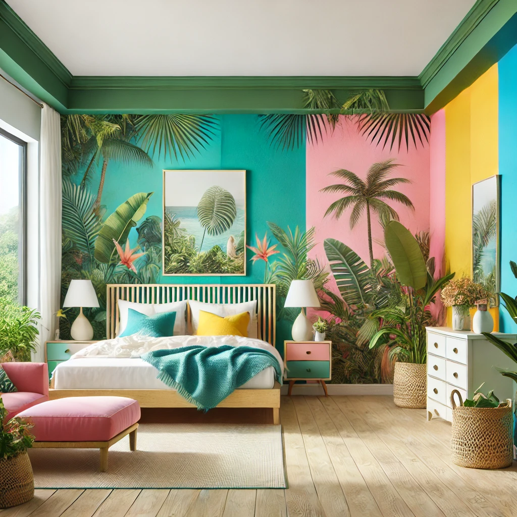 Tropical Vibes Green, Blue, Pink, and Yellow