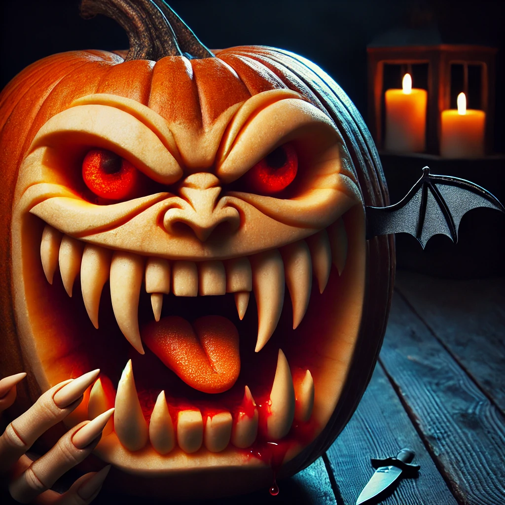 Vampire Pumpkin with Fangs