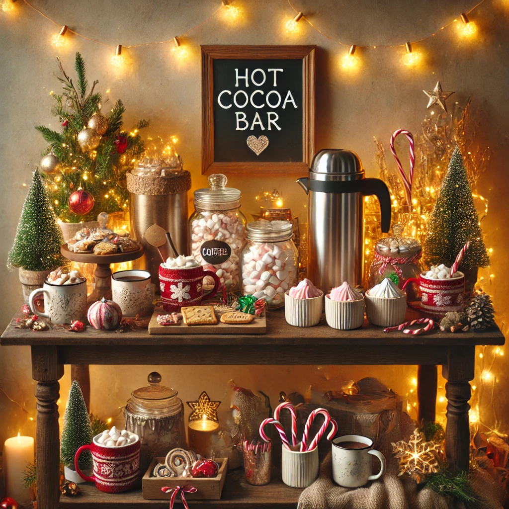 cozy Christmas drinks station