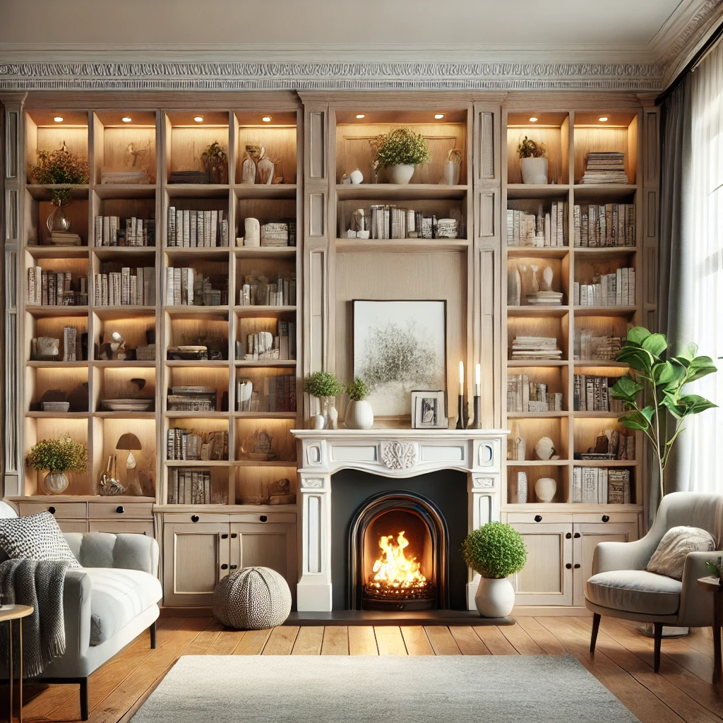 Add Built-in Shelving Around the Fireplace