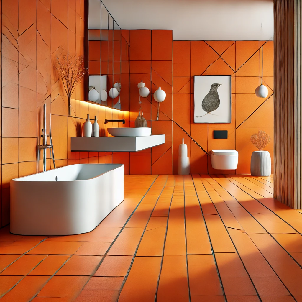 Bold Orange Floor Tiles