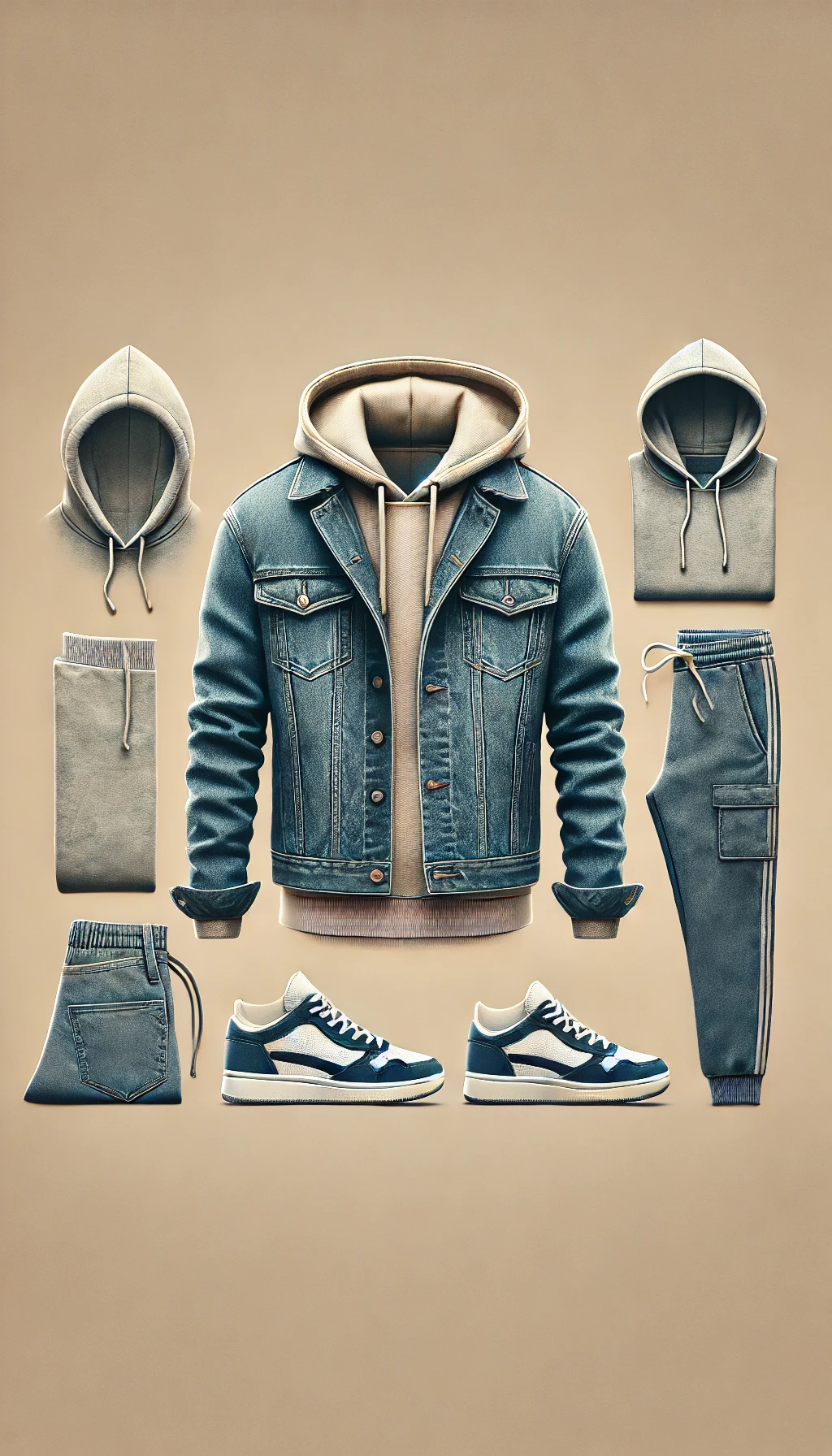 Denim Jacket Layered with Hoodie