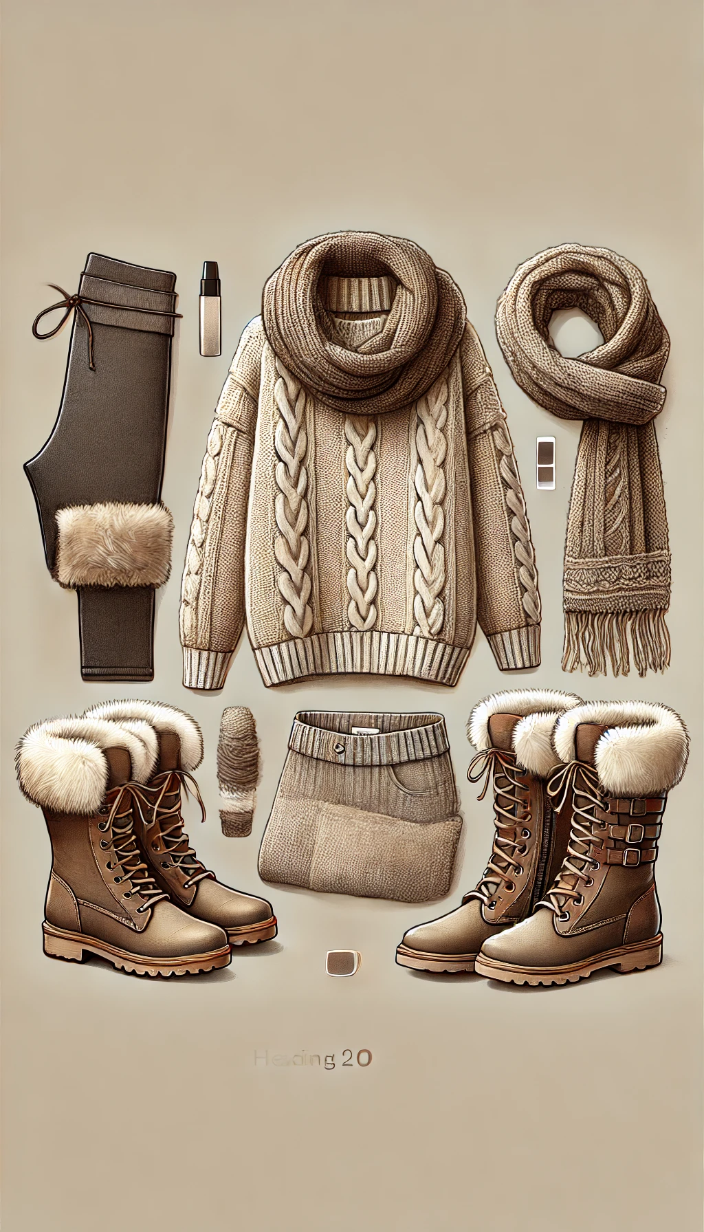 Fur-Lined Boots and Thick Knit Scarf.