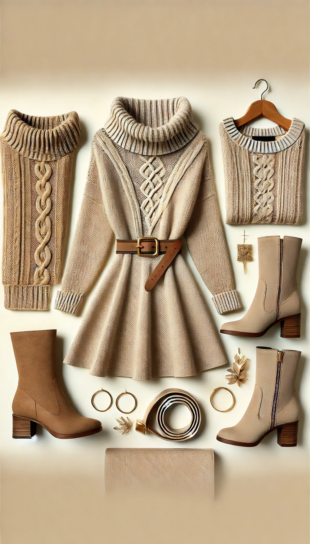 Knitted Dress with Ankle Boots