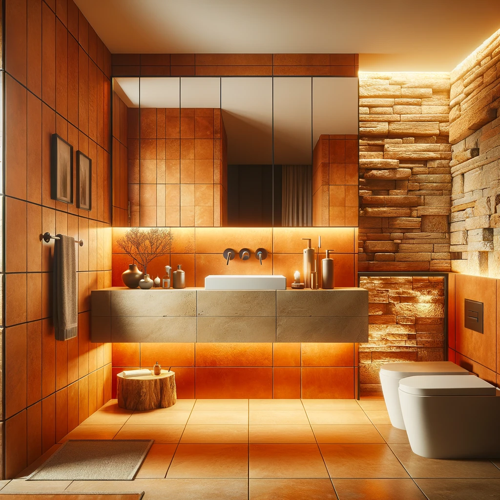 Orange Tiles with Natural Stone