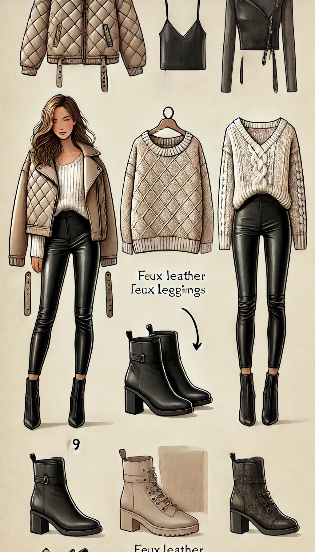 Quilted Jacket and Faux Leather Leggings