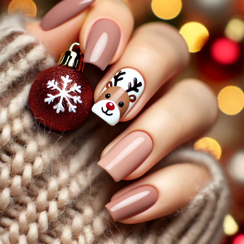 Rudolph the Reindeer Accent Nail.