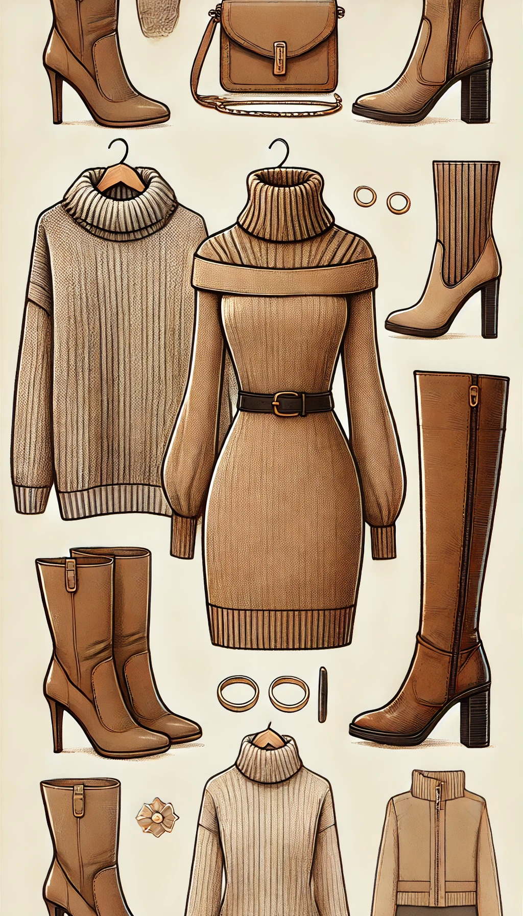 Turtleneck Dress with Tall Boots